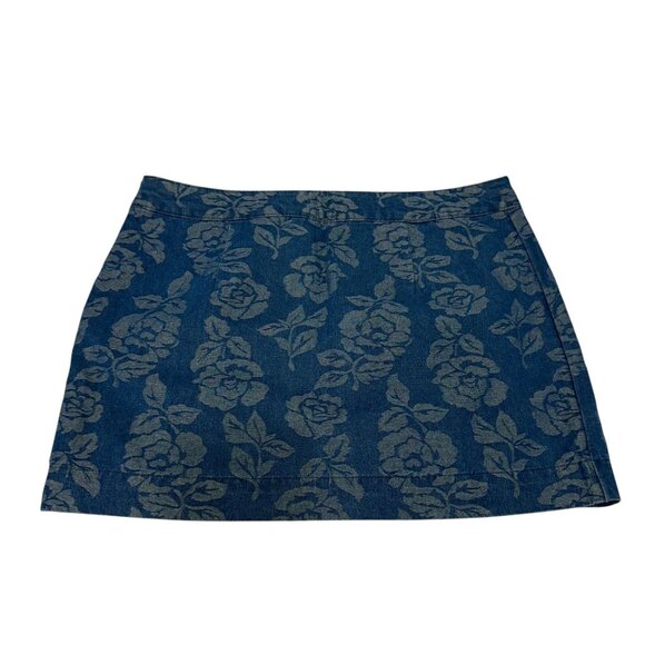 Abercrombie & Fitch Womens Metalic Floral Blue Denim Mini Skirt SZ 10 Lined - Picture 10 of 15
